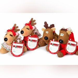 Rodney and Friends Plush Reindeer Lot of 4 Christmas Tags NWT